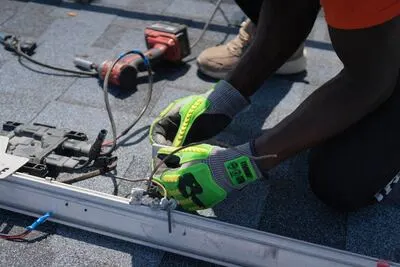Solar panel wiring close-up