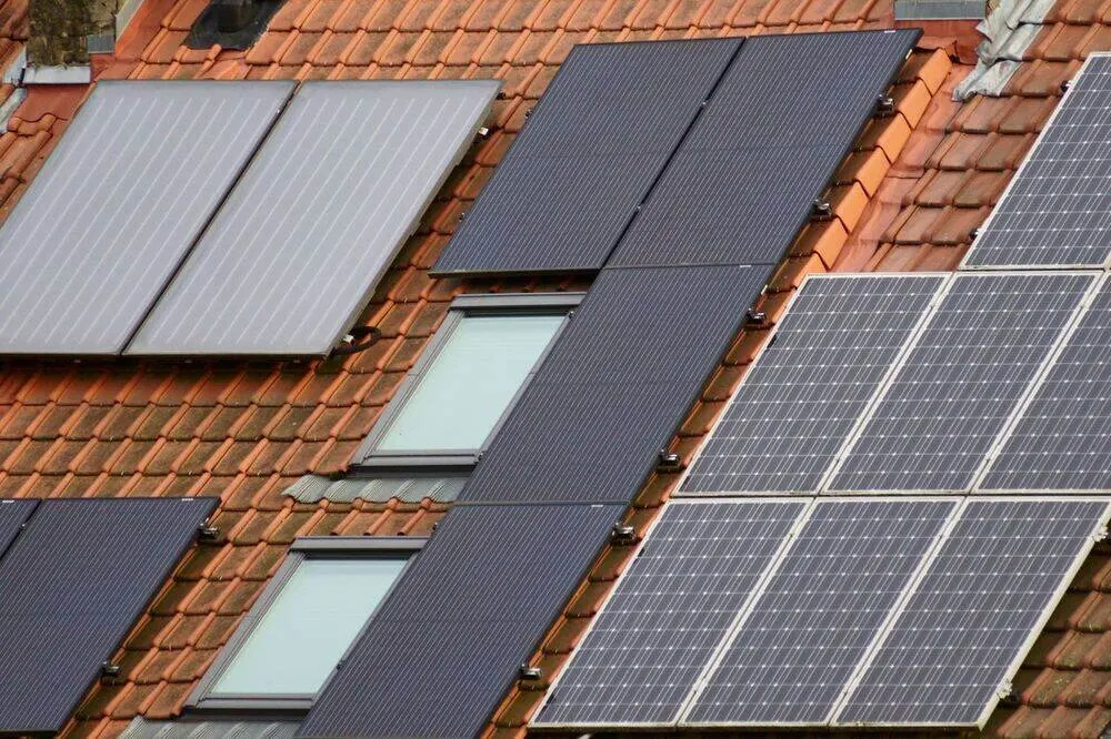 Solar panels on a rooftop