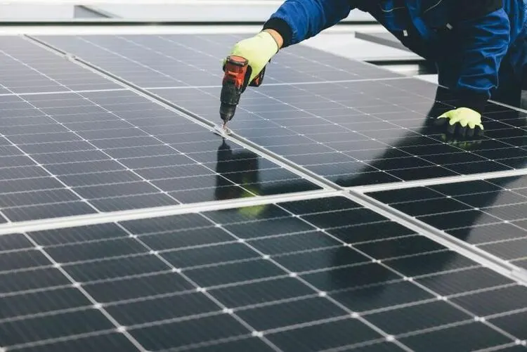 Rooftop solar panels close-up